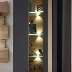 Wohnen Wohnzimmer Wandvitrine in Dunkelgrau - Svanjon