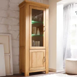 Wohnzimmer Wohnwand Ladressa aus Wildeiche geölt und gewachst (vierteilig)^Wohnen Discount