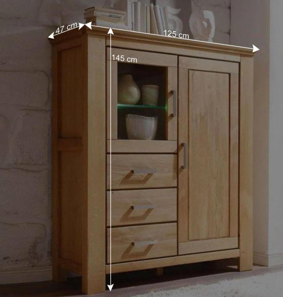 Wohnzimmer Wohnwand Ladressa aus Wildeiche geölt und gewachst (vierteilig)^Wohnen Discount