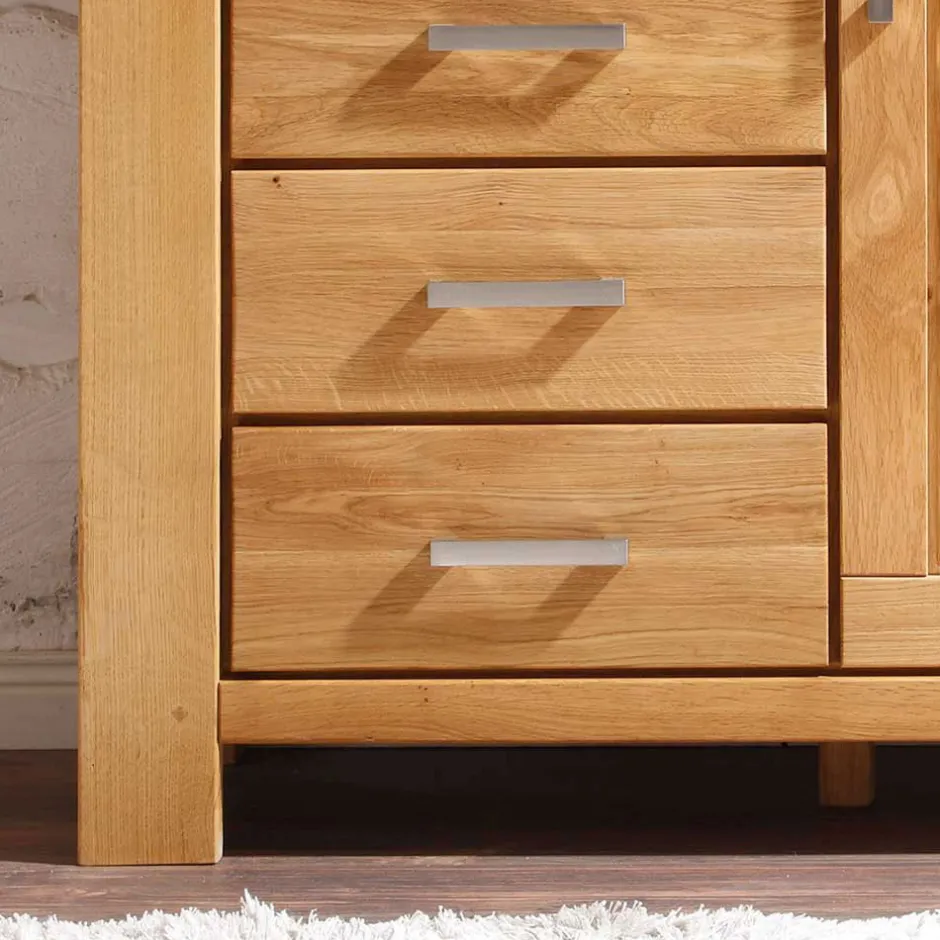 Wohnzimmer Wohnwand Ladressa aus Wildeiche geölt und gewachst (vierteilig)^Wohnen Discount