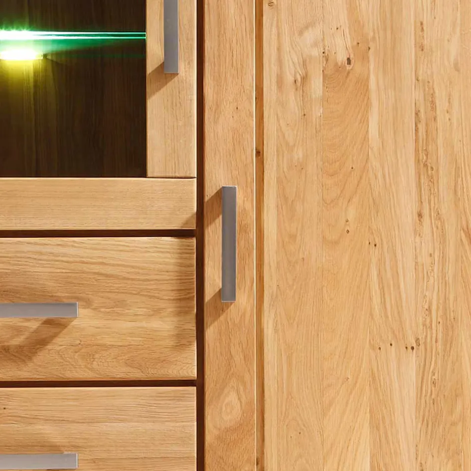 Wohnzimmer Wohnwand Ladressa aus Wildeiche geölt und gewachst (vierteilig)^Wohnen Discount