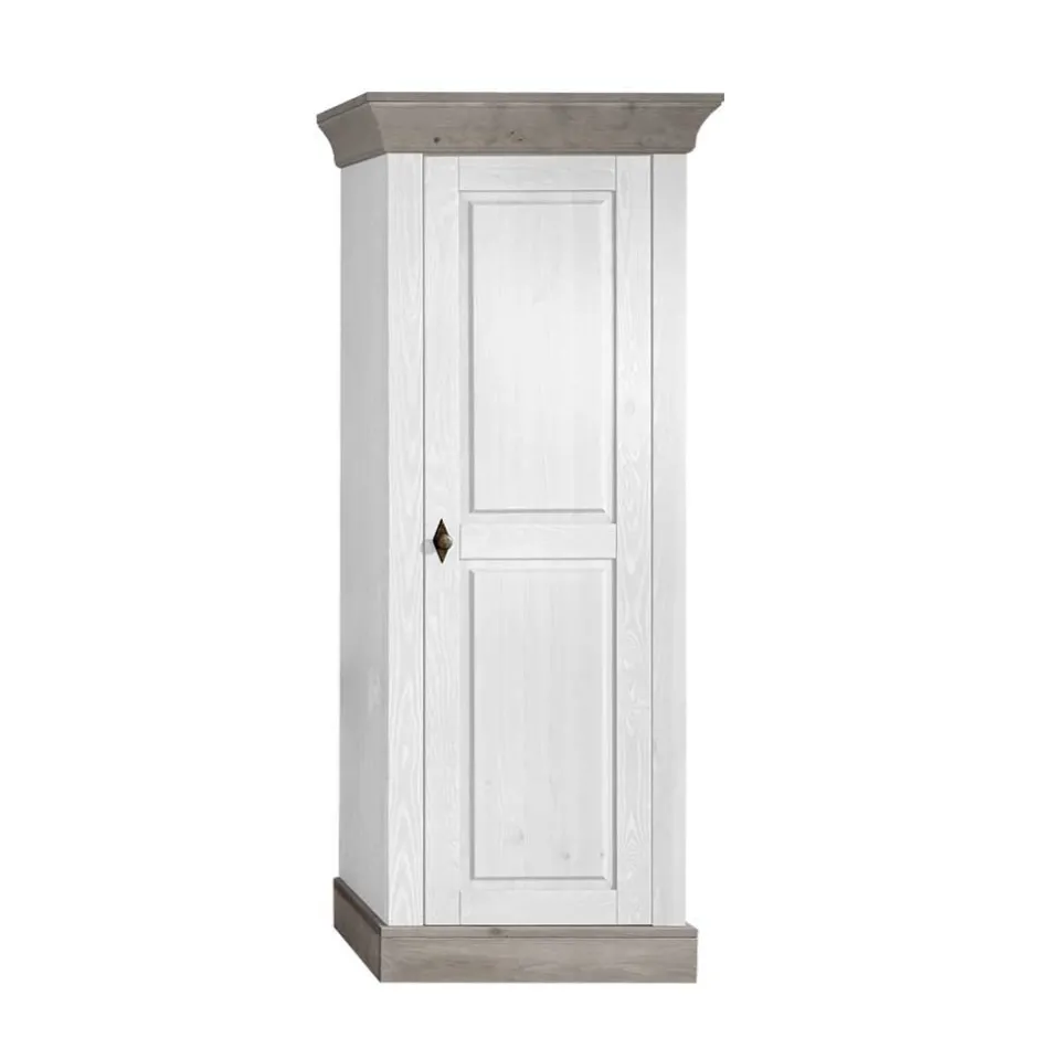 Wohnzimmer Wohnwand Mirandesca in Weiß Grau teilmassiv (dreiteilig)^Wohnen