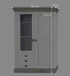 Wohnzimmer Wohnwand Mirandesca in Weiß Grau teilmassiv (dreiteilig)^Wohnen