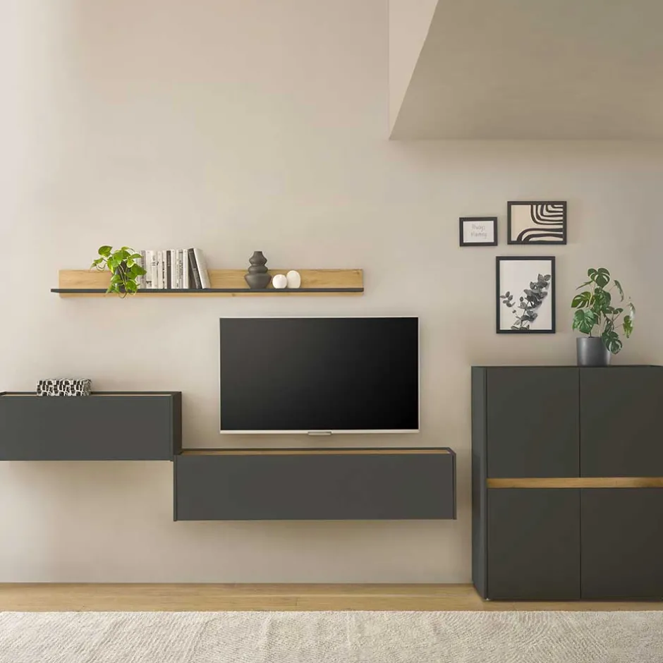 Wohnen Wohnzimmer Wohnwandmöbel Kombi - Ahilav (vierteilig)