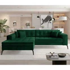 Wohnen Wohnzimmerecksofa in Grün Samt - Crabe