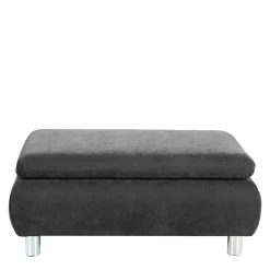 Wohnen Wohnzimmerhocker in Anthrazit mit Chrom - Venezia