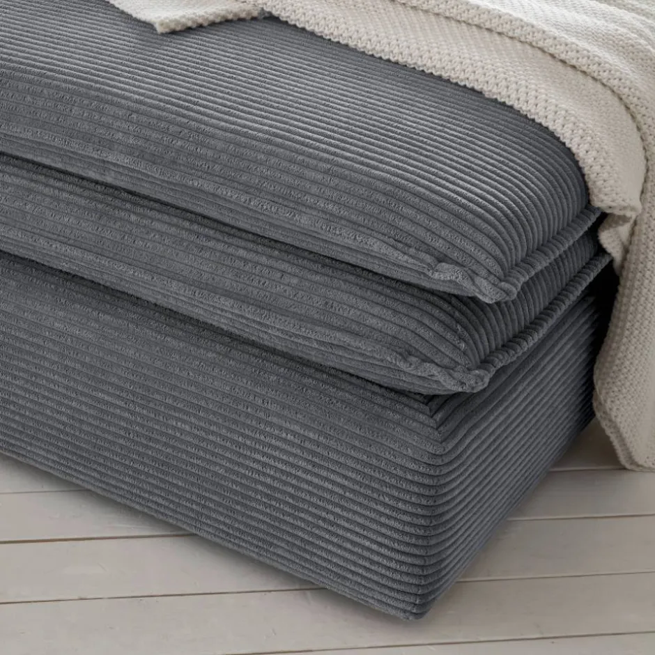 Wohnzimmerhocker in Anthrazit Breitcord - Ruffos^Wohnen Clearance