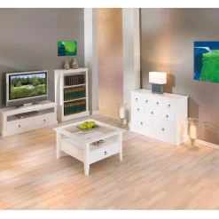 Wohnzimmermöbel Set Rosanna in Weiß (vierteilig)^Wohnen Clearance