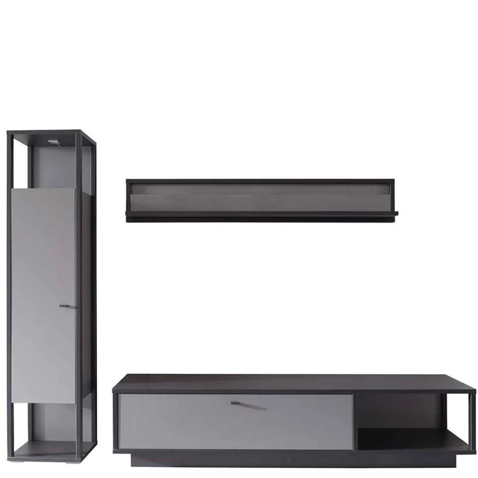 Wohnen Wohnzimmermöbel TV Wand in Grau - Ridona (dreiteilig)