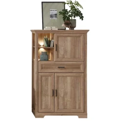 Wohnzimmerschrank in Eiche Optik mit LED - Barack^Wohnen New