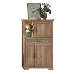 Wohnzimmerschrank in Eiche Optik mit LED - Barack^Wohnen New