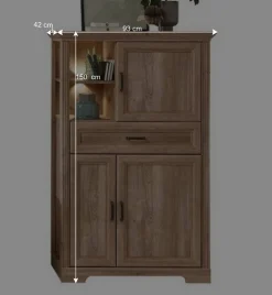 Wohnzimmerschrank in Eiche Optik mit LED - Barack^Wohnen New