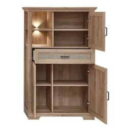 Wohnzimmerschrank in Eiche Optik mit LED - Barack^Wohnen New