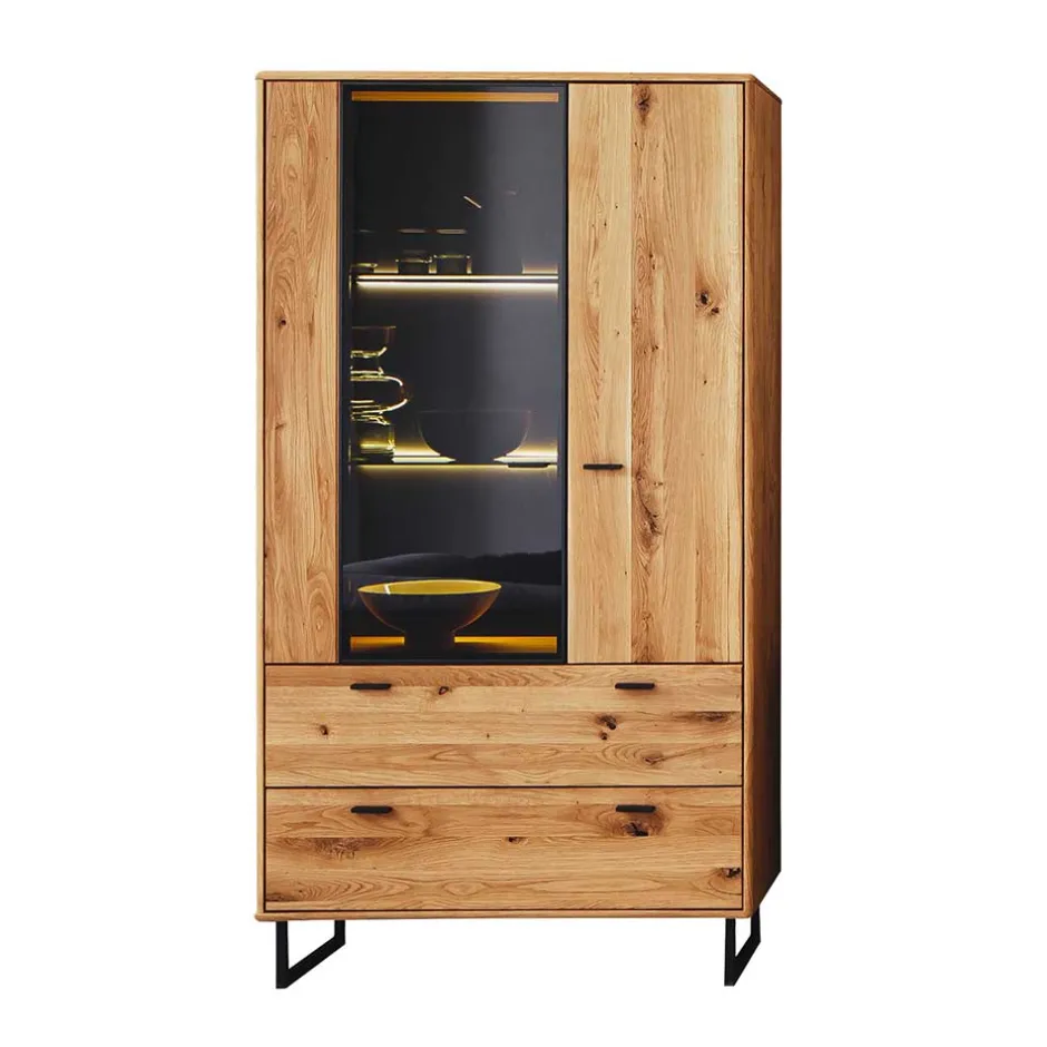 Wohnzimmerschrank mit Glas Einsatz - 100x186x38 - Flacona^Wohnen Online