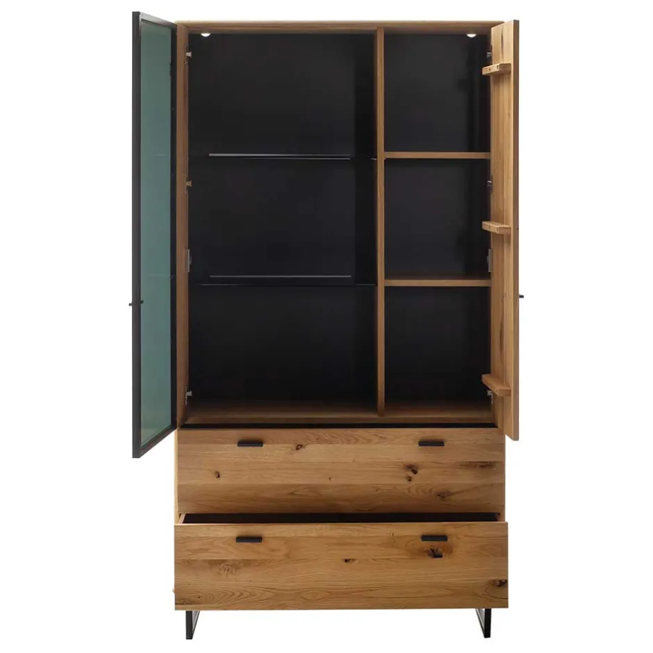 Wohnzimmerschrank mit Glas Einsatz - 100x186x38 - Flacona^Wohnen Online