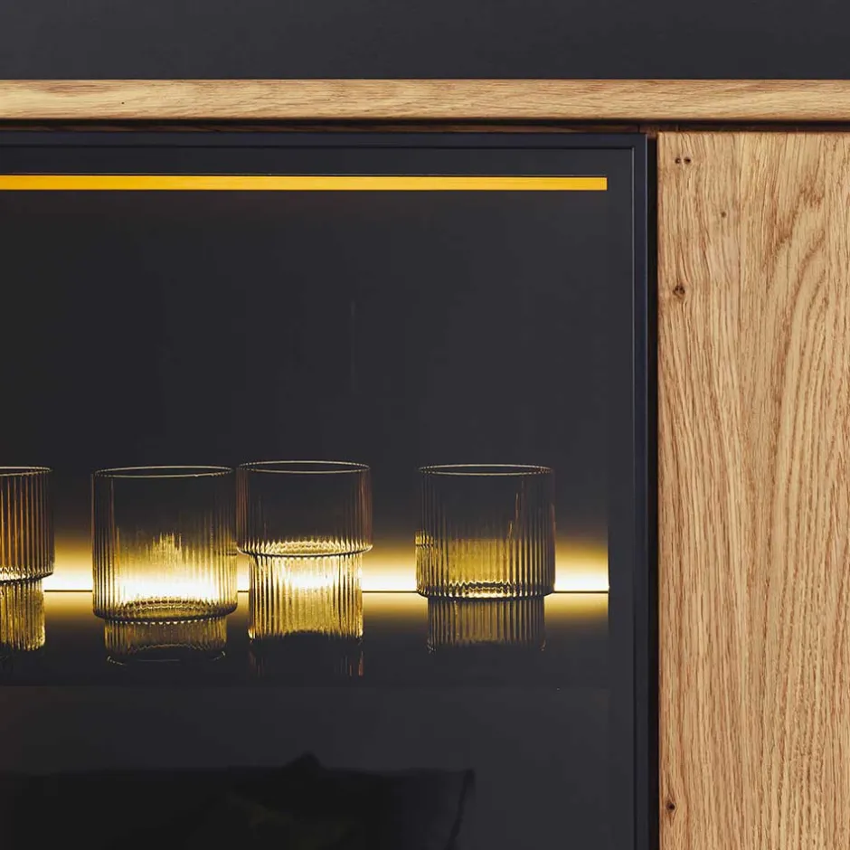 Wohnzimmerschrank mit Glas Einsatz - 100x186x38 - Flacona^Wohnen Online