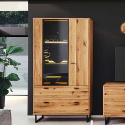 Wohnzimmerschrank mit Glas Einsatz - 100x186x38 - Flacona^Wohnen Online