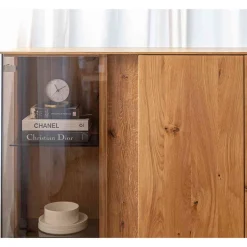 Wohnen Wohnzimmerschrank mit Glas und LED Licht - Cocondar