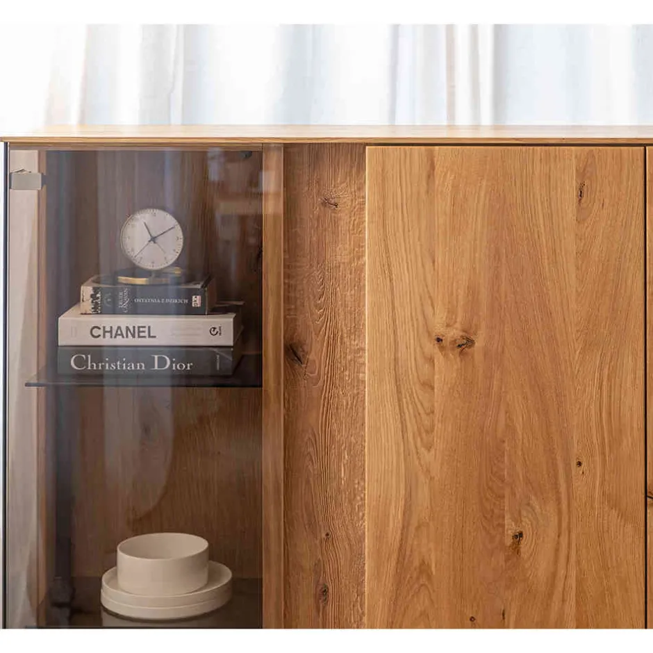 Wohnen Wohnzimmerschrank mit Glas und LED Licht - Cocondar