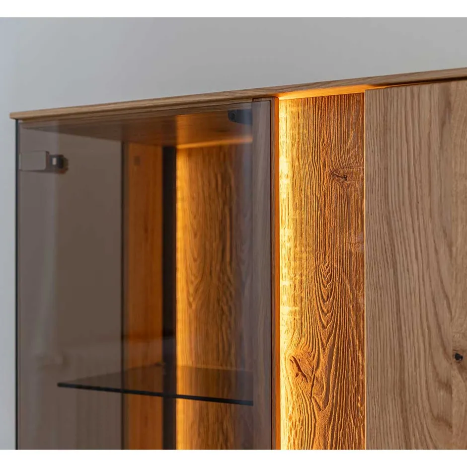 Wohnen Wohnzimmerschrank mit Glas und LED Licht - Cocondar
