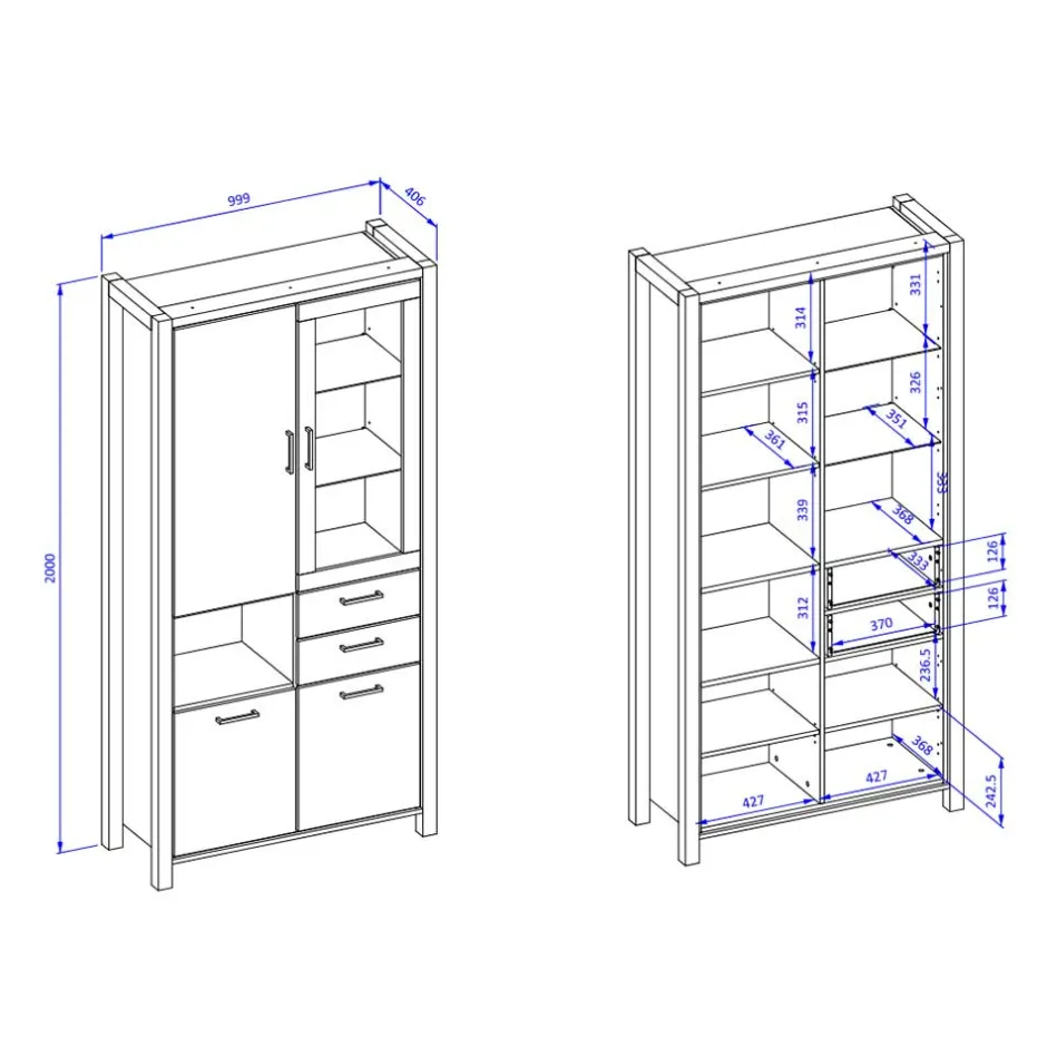 Wohnen Wohnzimmerschrank mit Glaseinsatz & Fach - Zavorra