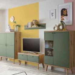 Wohnzimmerschränke & Regal in Graugrün - Oliva (vierteilig)^Wohnen New