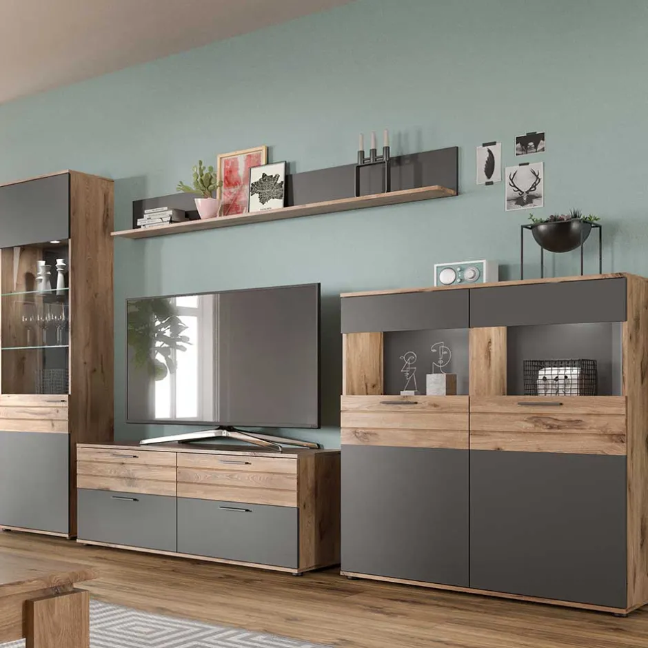 Wohnen Wohnzimmerschränke & Regal - TV Wand - Lucios (vierteilig)