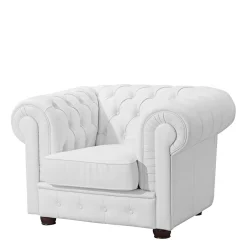 Wohnzimmersessel aus Leder in Weiß - Dossera^Wohnen Clearance