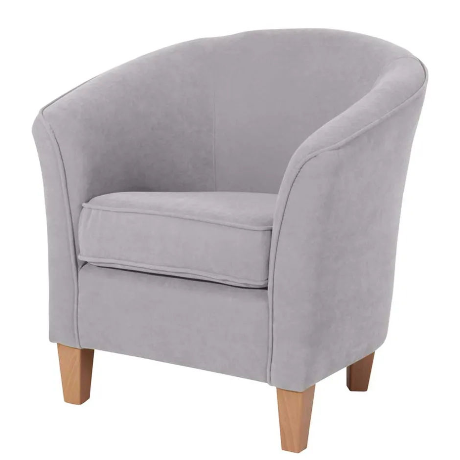 Wohnzimmersessel aus Velours Silbergrau - Bekunion^Wohnen New