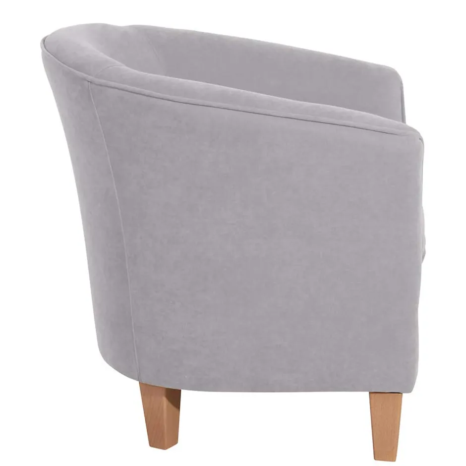 Wohnzimmersessel aus Velours Silbergrau - Bekunion^Wohnen New