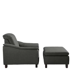 Wohnzimmersessel in Anthrazit und Nussbaum - Classimo^Wohnen Discount