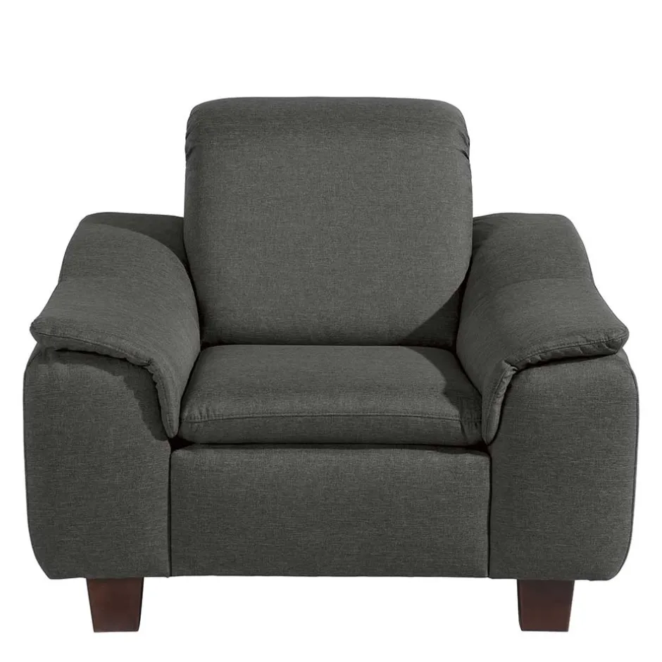 Wohnzimmersessel in Anthrazit und Nussbaum - Classimo^Wohnen Discount