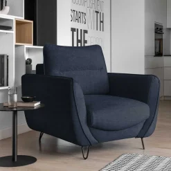 Wohnen Wohnzimmersessel in Blaugrau Velours - Chiyom