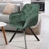 Wohnen Wohnzimmerstuhl mit Armlehnen in Grün Samt - Relindo