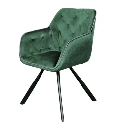 Wohnen Wohnzimmerstuhl mit Armlehnen in Grün Samt - Relindo