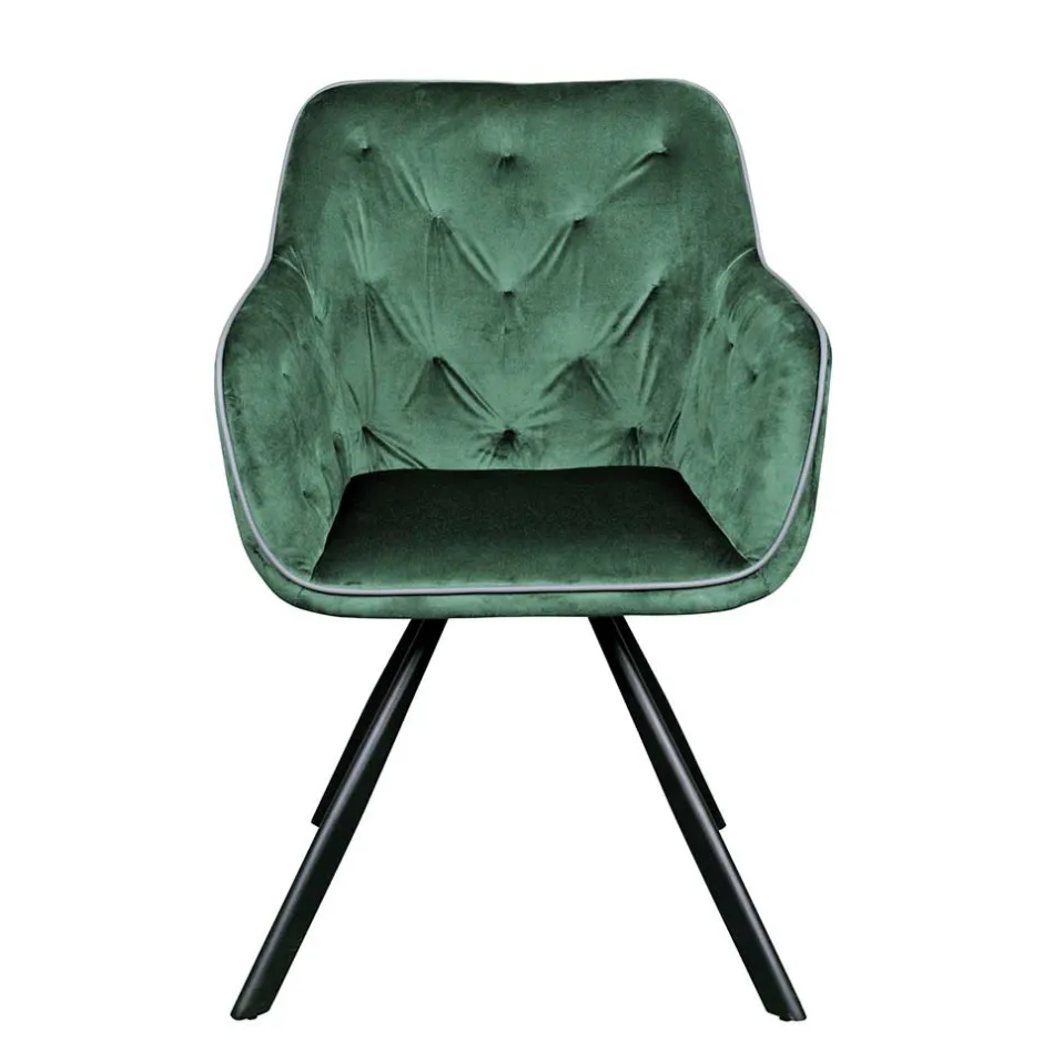 Wohnen Wohnzimmerstuhl mit Armlehnen in Grün Samt - Relindo