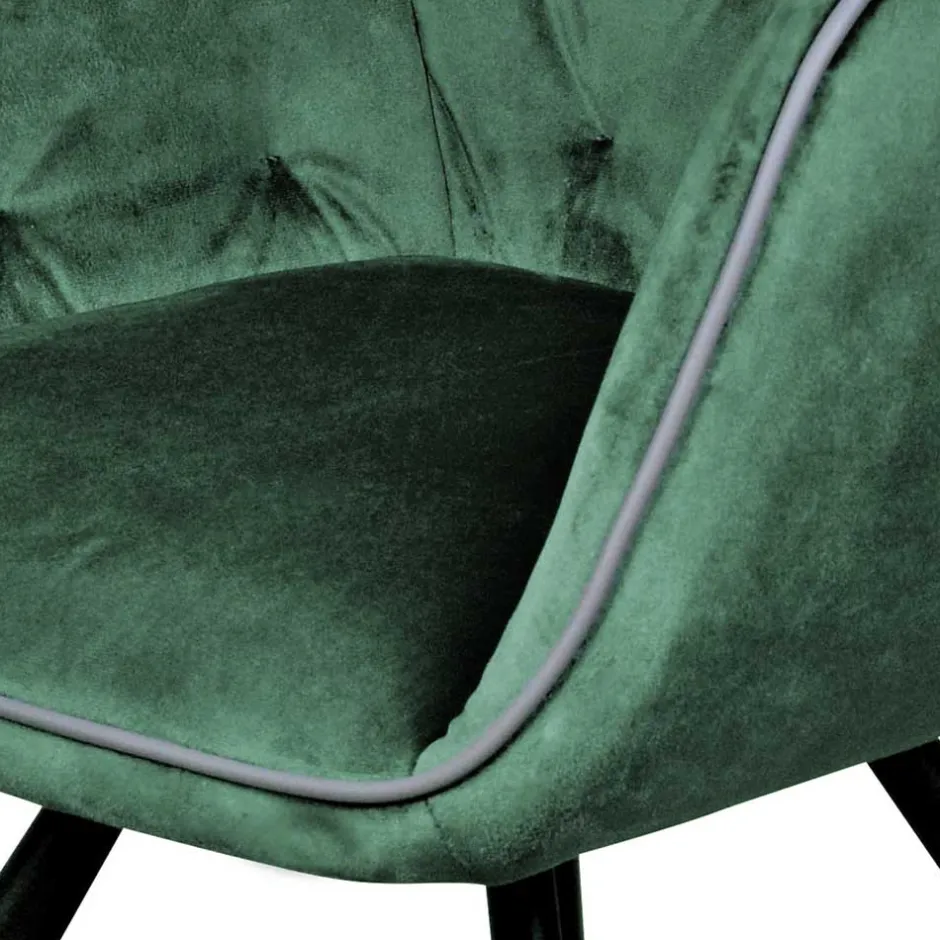 Wohnen Wohnzimmerstuhl mit Armlehnen in Grün Samt - Relindo