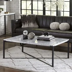 Wohnzimmertisch mit Marmorplatte Weiß Grau - Ignacios^Wohnen Clearance