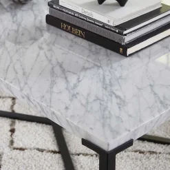 Wohnzimmertisch mit Marmorplatte Weiß Grau - Ignacios^Wohnen Clearance