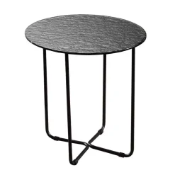 Wohnzimmertisch mit runder Strukturglas Platte - Borey^Wohnen Hot