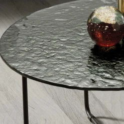 Wohnzimmertisch mit runder Strukturglas Platte - Borey^Wohnen Hot