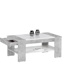 Wohnen Wohnzimmertisch mit Schublade & Ablage in Beton NB - Cadylica