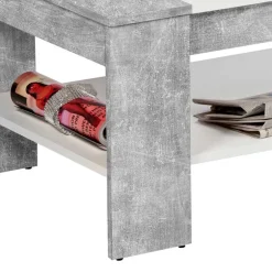 Wohnen Wohnzimmertisch mit Schublade & Ablage in Beton NB - Cadylica