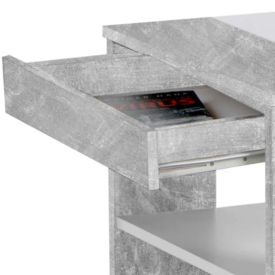 Wohnen Wohnzimmertisch mit Schublade & Ablage in Beton NB - Cadylica