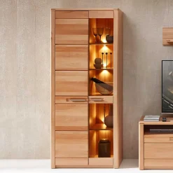 Wohnzimmervitrine aus Kernbuche mit LED - Amyonta^Wohnen Online