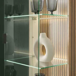 Wohnen Wohnzimmer-Vitrine in Weiß und Wildeiche - Nenaloro