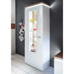 Wohnen Wohnzimmervitrine in Weiß & Dekor Wildeiche - Caldri