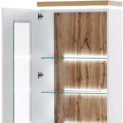 Wohnen Wohnzimmervitrine in Weiß & Dekor Wildeiche - Caldri