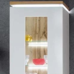 Wohnen Wohnzimmervitrine in Weiß & Dekor Wildeiche - Caldri