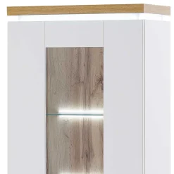 Wohnen Wohnzimmervitrine in Weiß & Dekor Wildeiche - Caldri